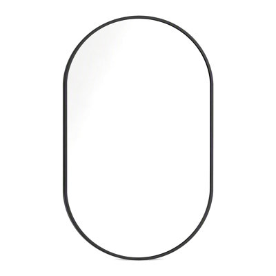 Oval Bathroom Wall Mirror, Tempered Glass with Aluminum Frame, Vertical or Horizontal Mount