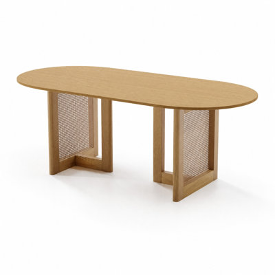 Midkiff l 33,5 po x H 30 po Table de salle à manger ovale avec double piédestal en rotin