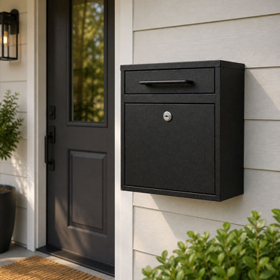 Wall Mount Mailbox, Locking Metal Letter Box with Anti-Theft Design for Outdoor Homes and Apartments