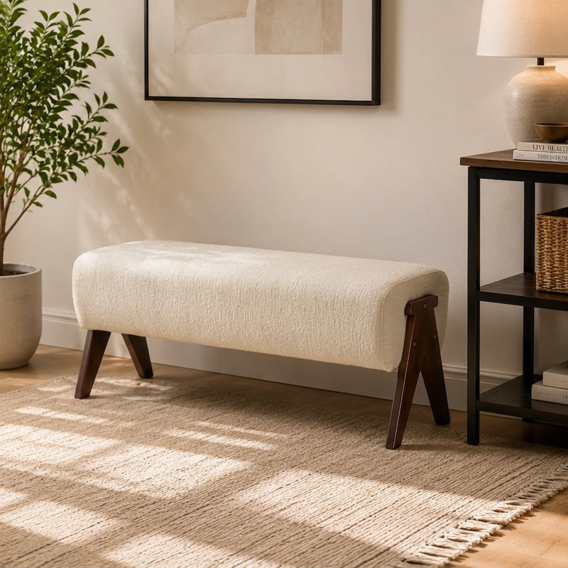 Banc rembourré Modern, Blanc