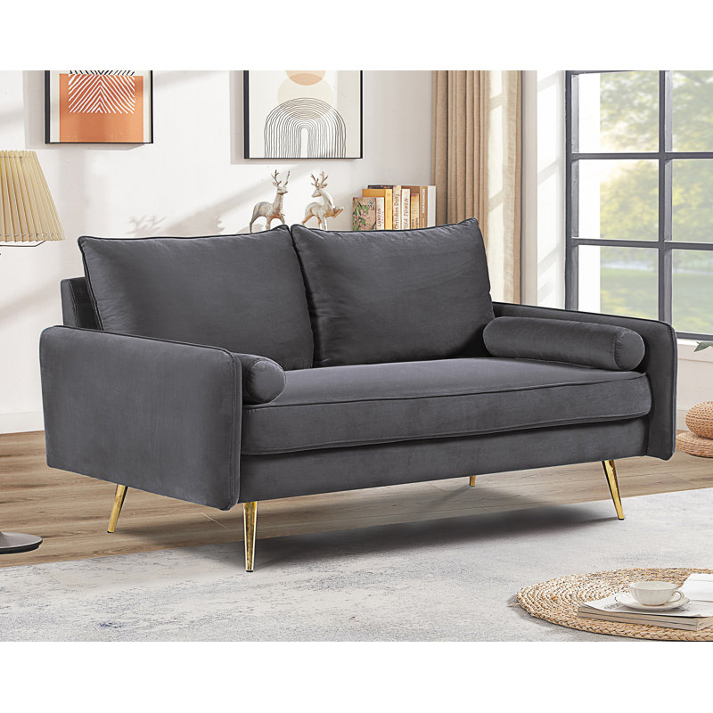 Canapé 2 places Modern, Grey Polyester