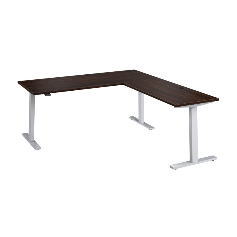 Bush Business Furniture Move 60 Series Height Adjustable L Shaped Standing Desk - Reversible, Gray, 27" H x 71" W x 77" D
