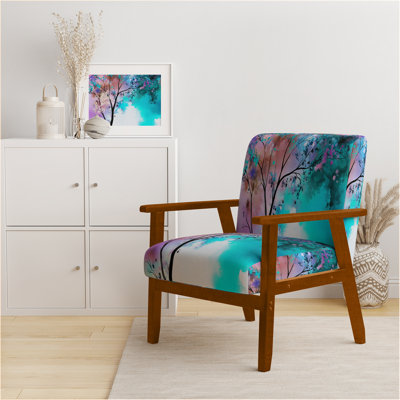 Geidel - Abstract Flowers - Velvet Upholstered Traditional Accent Arm Chair