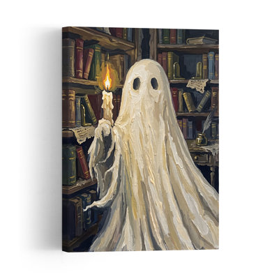 Fantôme dans la bibliothèque, impression d'art gothique rétro