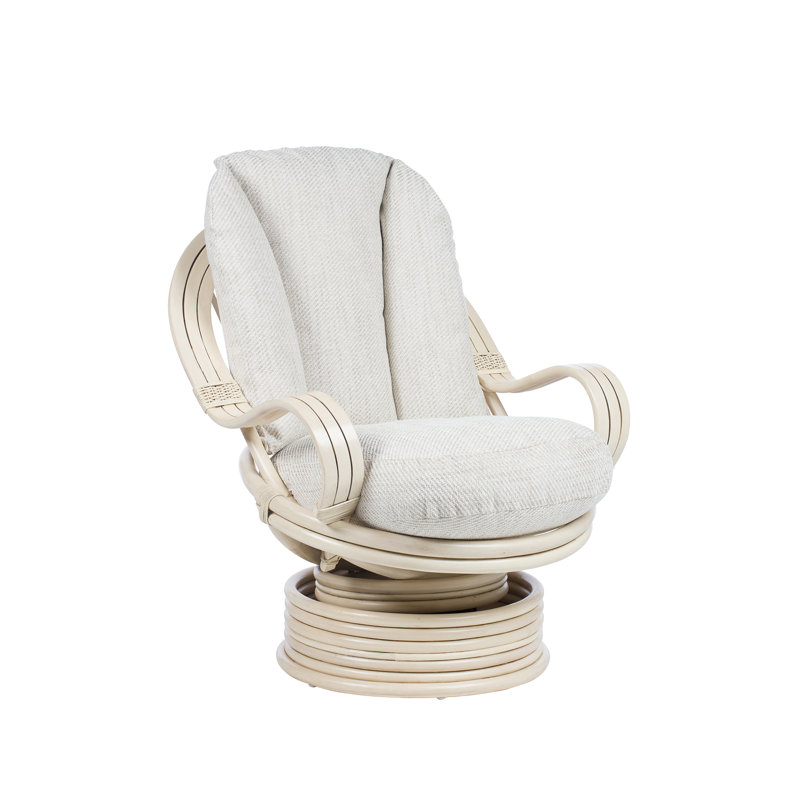 Freese Cotton Wicker Swivel Armchair, Plain