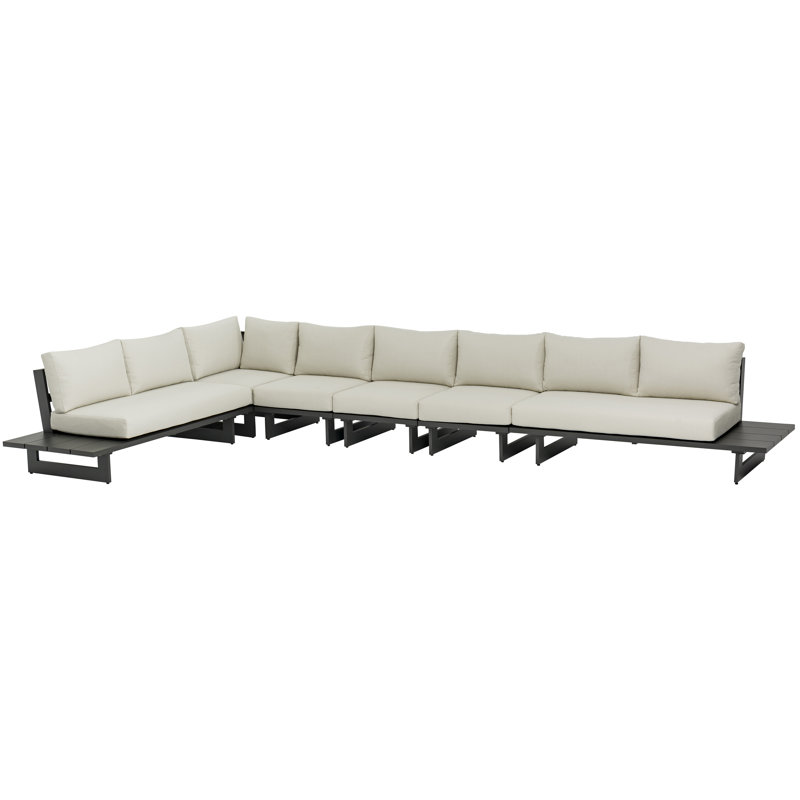 Hoyte 184.5'' Wide Wedge Aluminum with Cushions, Grey, Cream