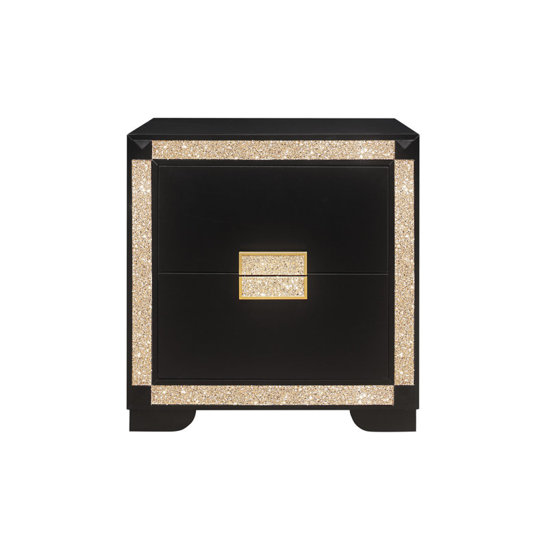 Livré noir / or table de chevet (comprend seulement la table de chevet)