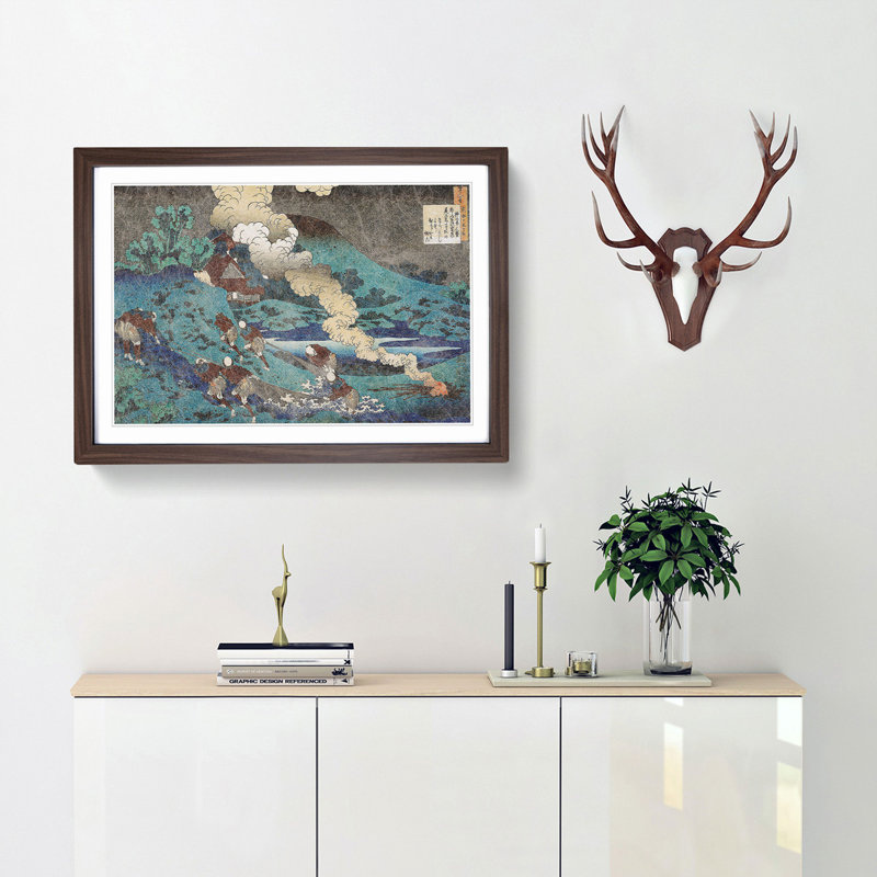 The Fishermen by Katsushika Hokusai - Picture Frame Painting Print, 27cm H x 36cm W x 2cm D, Walnut Framed