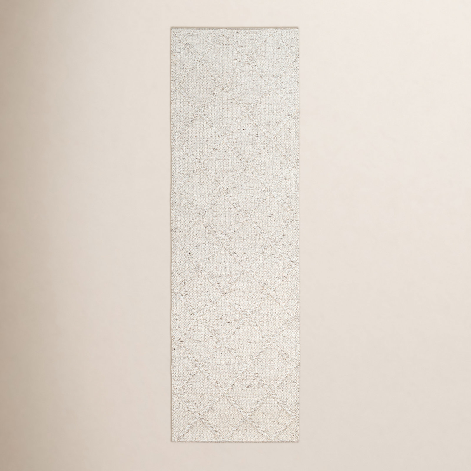 White Flatweave Geometric Rug, Runner 2'6" x 8'