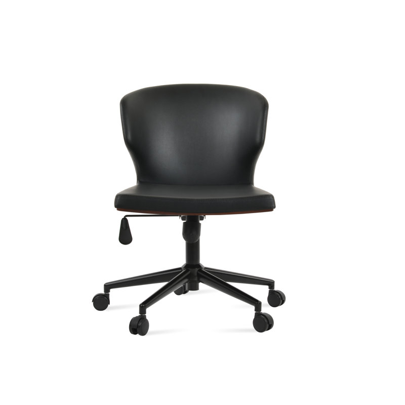 Chaise de bureau Amed Plus, Noir mat, Noir