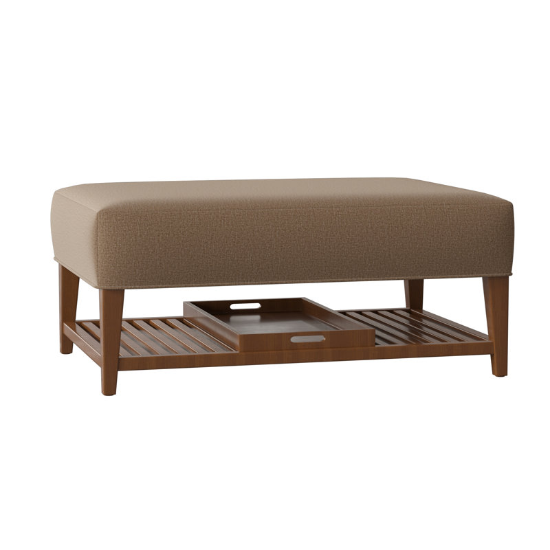 Carly Ottoman, Pecan, Beantown 41 Taupe Performance Chenille