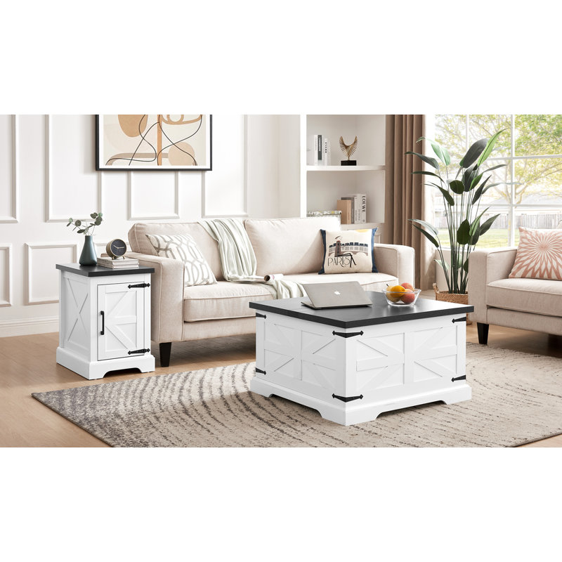 Table basse et table de bout Farmhouse, Blanc
