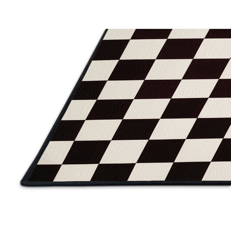 Tapis damier noir lavable à la machine
