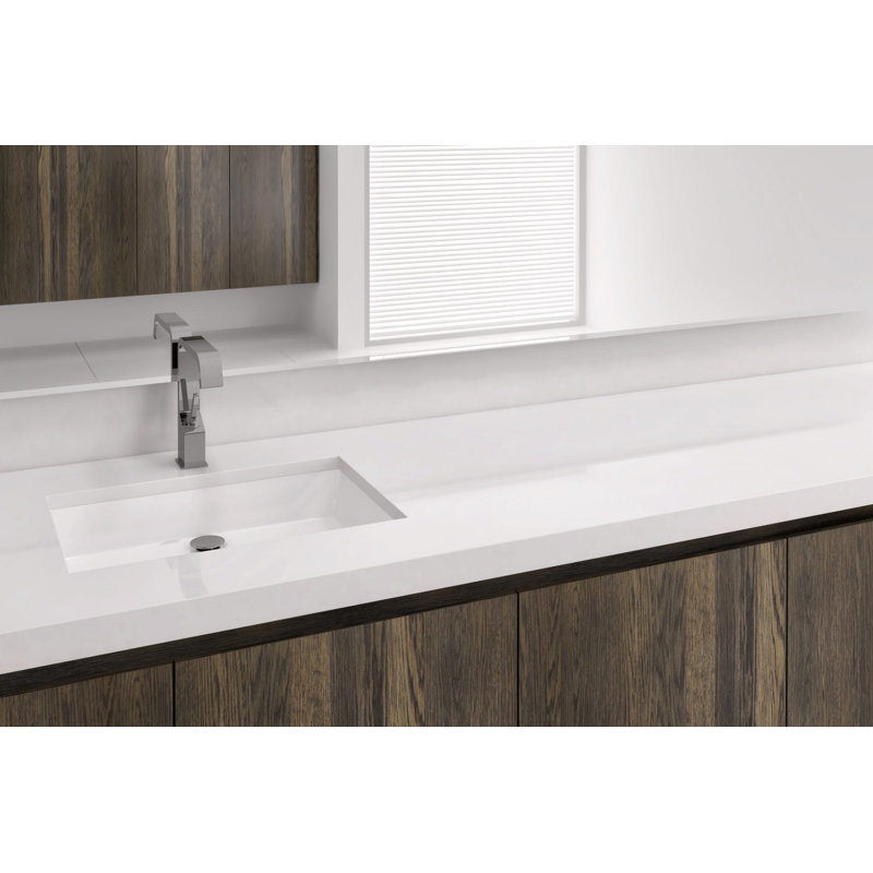 21" Cube Collection Undermount Vessel Sink, White, No Metallic Trim