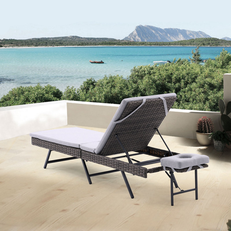 Chaise longue d'extérieur Kaityn, Gris clair