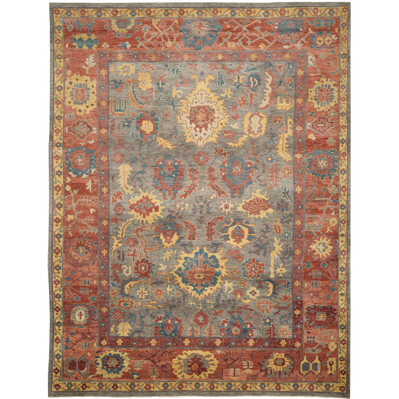 Oriental hand-knotted wool rug Akaalbir, Rectangle de 10 pi x 14 pi