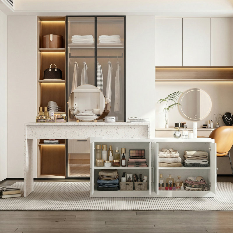 Rangement pour placard avec comptoir mobile et rangement pour armoire