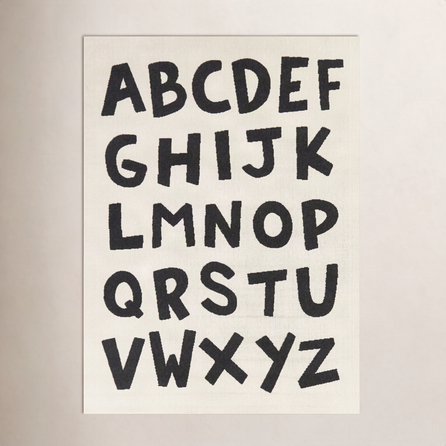 Ladner Kids Alphabet Area Rug, Rectangle 5'3" x 7', Cream