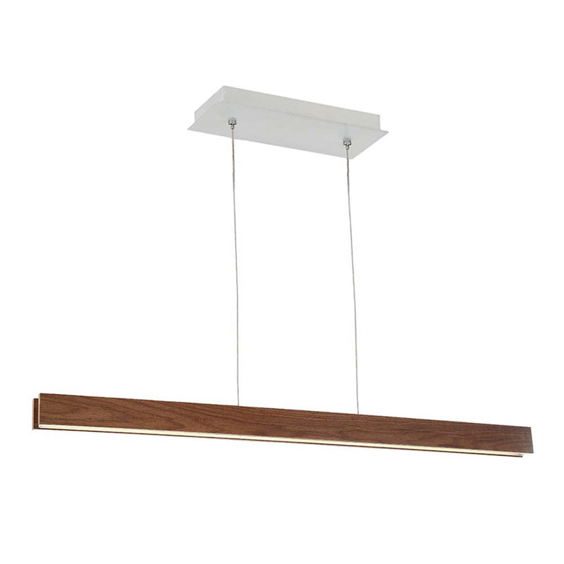 Luminaire suspendu carré à 1 lumière DEL Drift, Noyer foncé, H 3 po x l 56 po x P 2 po