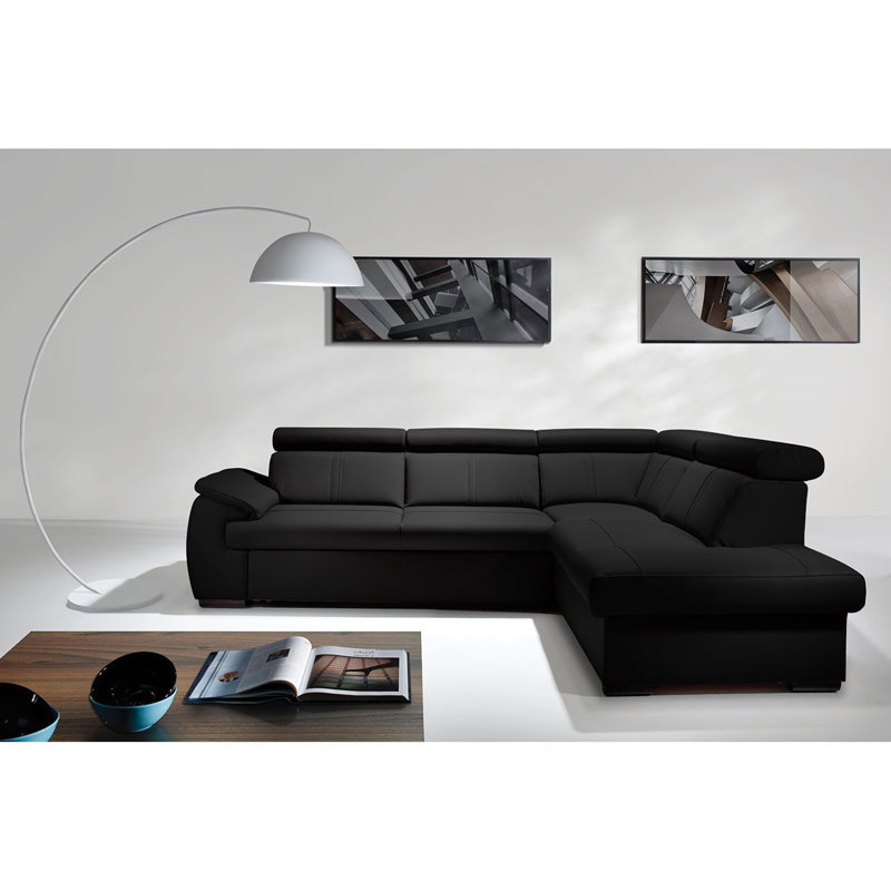 Markwart 5 Seater Sofa Bed, Black, Right Hand Facing