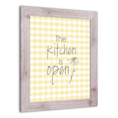 «Kitchen Is Open», reproduction encadrée