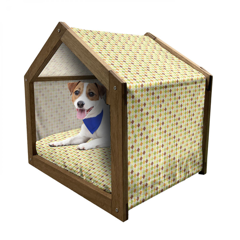 Niche pour chien en bois jaune, H 32,28 po x l 39,37 po x P 28,35 po