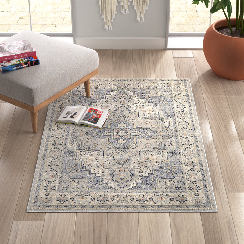 Nourison Essentials Persian Blue Indoor/Outdoor Area Rug, Rectangle 4' x 6'