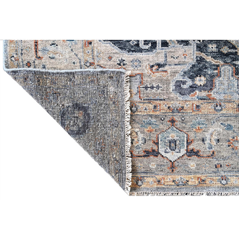 Tapis gris et argent noué à la main de haute qualité, Rectangle 8 pi x 10 pi