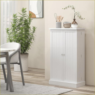 Kitchen Pantry Cabinet, HOMCOM 40.9"H White Freestanding Storage with Adjustable Shelves | Double Doors | MDF