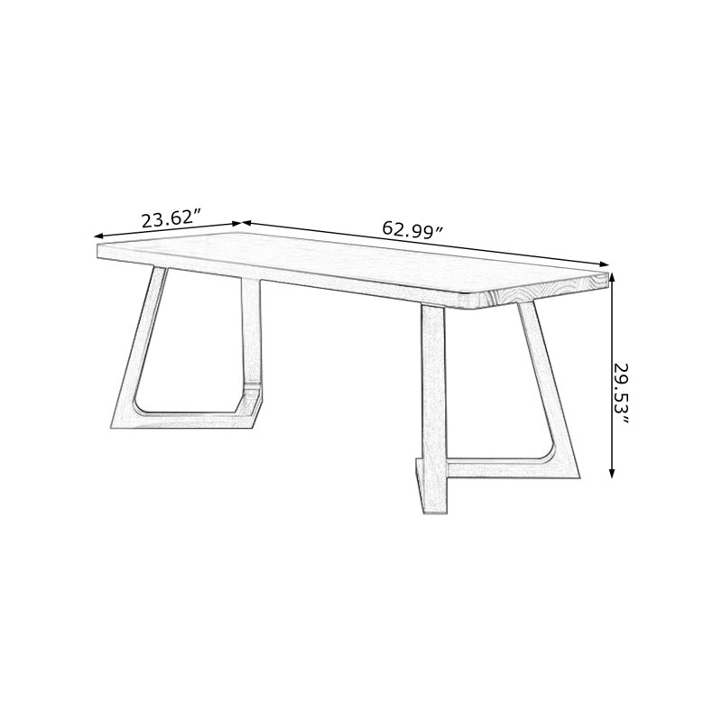 Walnut Rectangular Solid Wood desk, 29.53" H x 62.99" W x 23.62" D