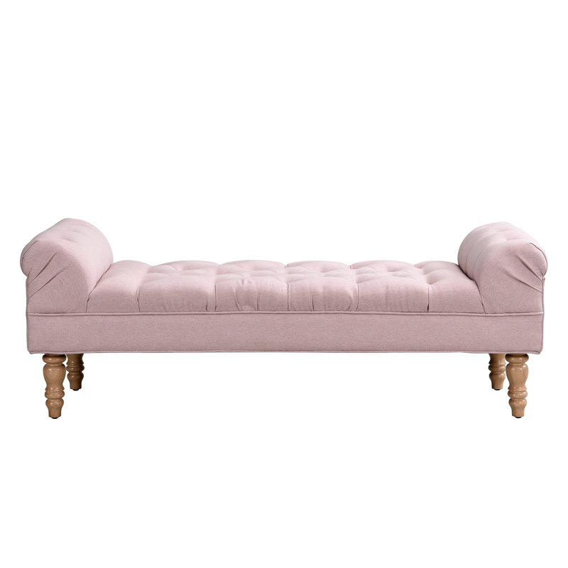 Button-Tufted End Of Bed Bench,Large Upholstered Ottoman,Foot Rest With Legs,Footstool With Rolled Arms,Upholstered Fabric Bench,Indoor Bench