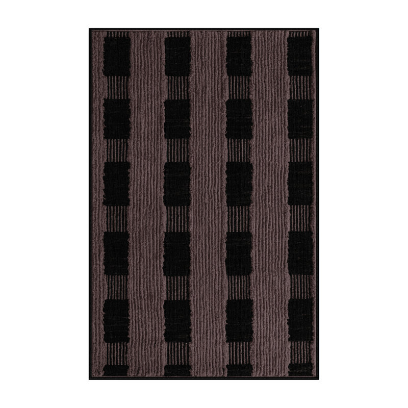 Tapis damier noir lavable à la machine, Rectangle 7 pi x 9 pi