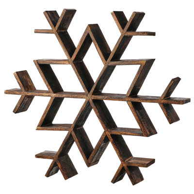 23.5" Mango Wood Snowflake Table Piece