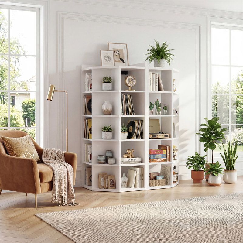 Bibliothèque moderne, bibliothèque de rangement, Blanc, H 55 po