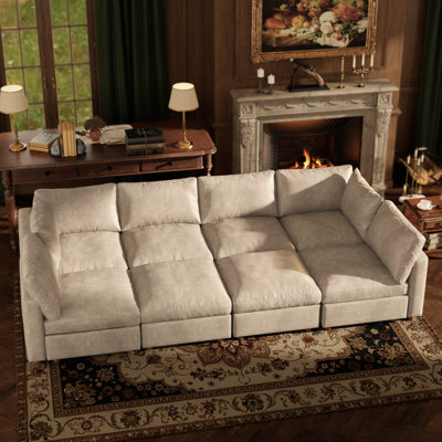 41" Leather Upholstered Sectional Sofa with Hidden Storage