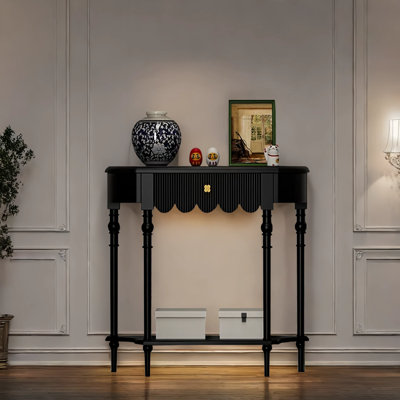 Solid Wood Semi-Circle Entryway Console Cabinet