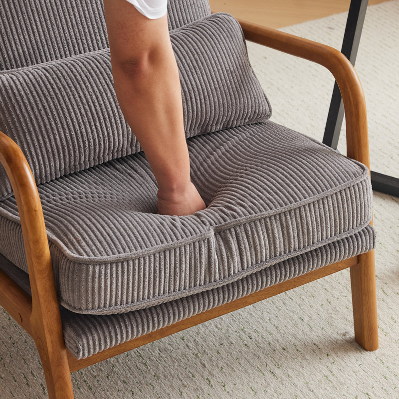 Upholstered Armchair, Grey Corduroy