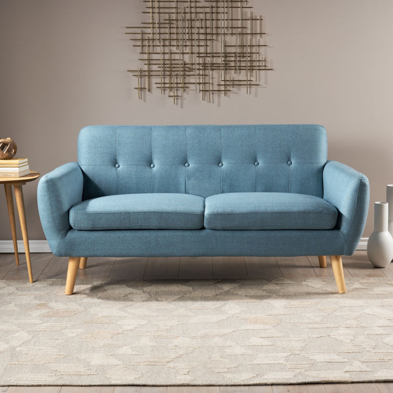 Mirsade 67.25" Flared Arm Loveseat, Loveseat, Modern Sofa, Accent Sofa, Blue Polyester
