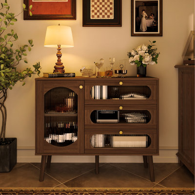  39.5“ Modern Sideboard With Glass Doors