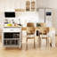 Îlot de cuisine 82,7 pouces avec table extensible pour 2 à 6 personnes, armoire blanche, double rangement, 2 prises de courant alternatif, port, tablette ouverte de type C, structure 1, type C, compartiment de rangement