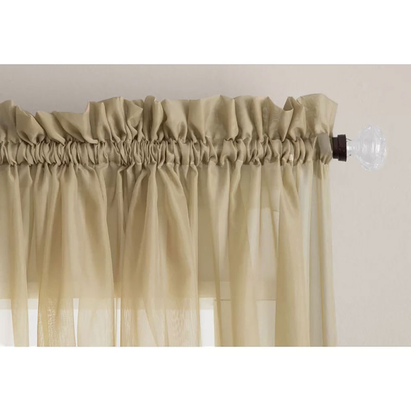 Sheer Curtain Pair, Taupe, 63" L x 59" W