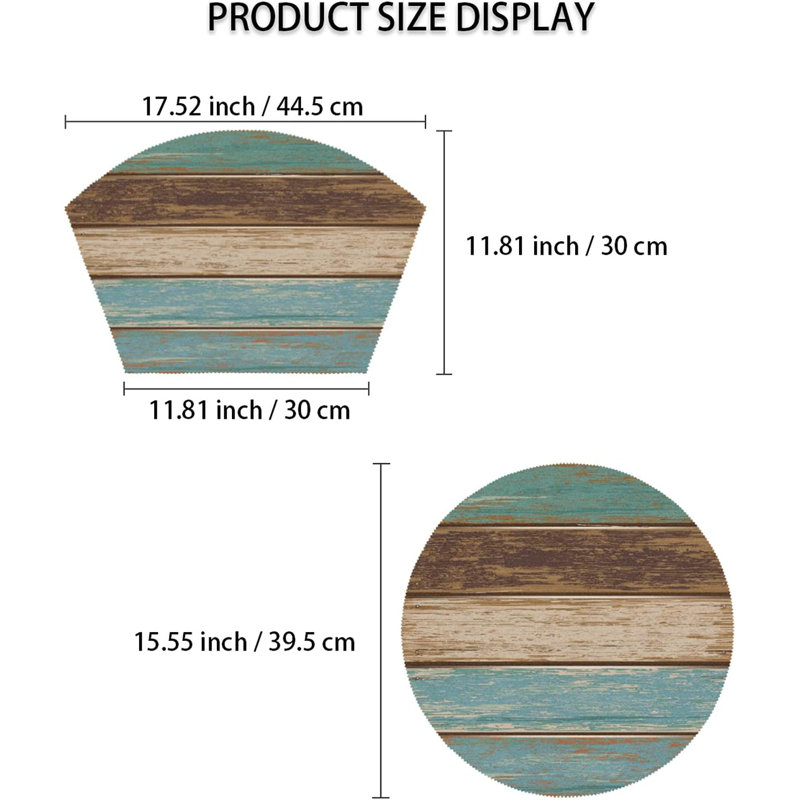 Placemats For Round Tables Set Of 5 Retro Rustic Wood Texture 4 Wedge Table Mats 1 Round Table Mats