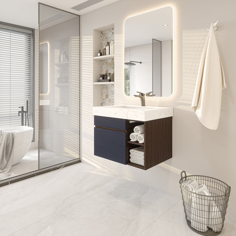 Ensemble de meuble-lavabo mural simple 30 po, Bleu marine
