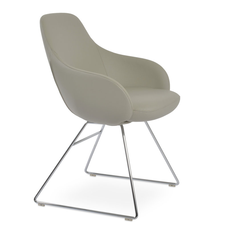 Fauteuil Gazel, Similicuir gris pâle, Rouge