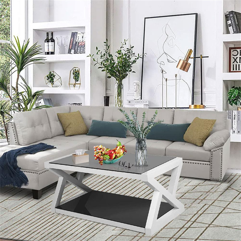 Bassik Floor Shelf Coffee Table with Storage