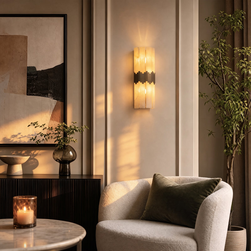 2 - Light Natural Alabaster Wall Sconce