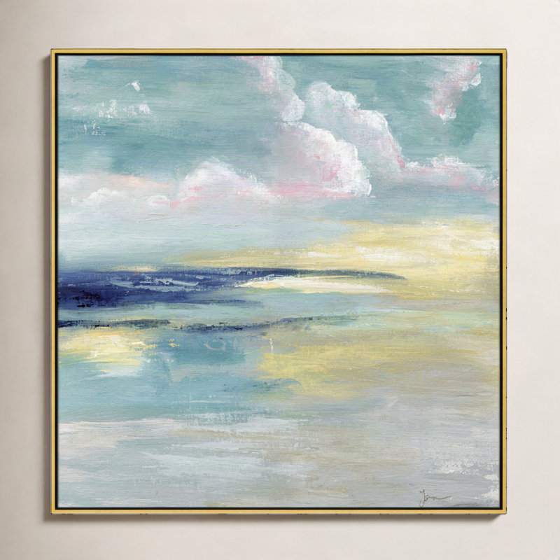 Bertie Ocean View by Tava Studios - Painting Print, 46.5" H x 46.5" W x 2" D, Gold Framed Canvas