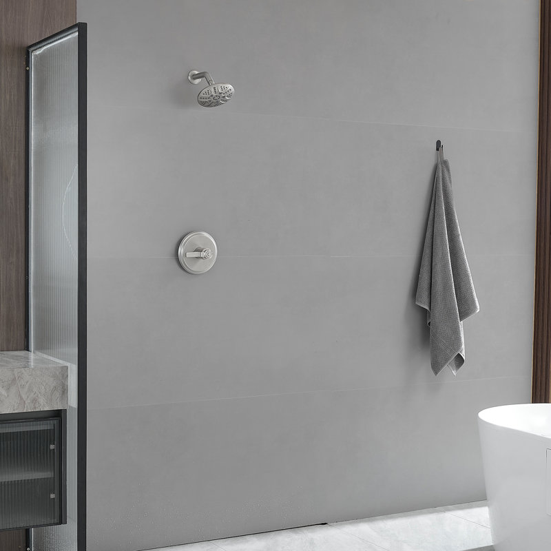 Single-Handle 6-Spray Shower Faucet Set Trim Kit 1.8 GPM With Valve And Filtered Shower Head, Brushed Nickel