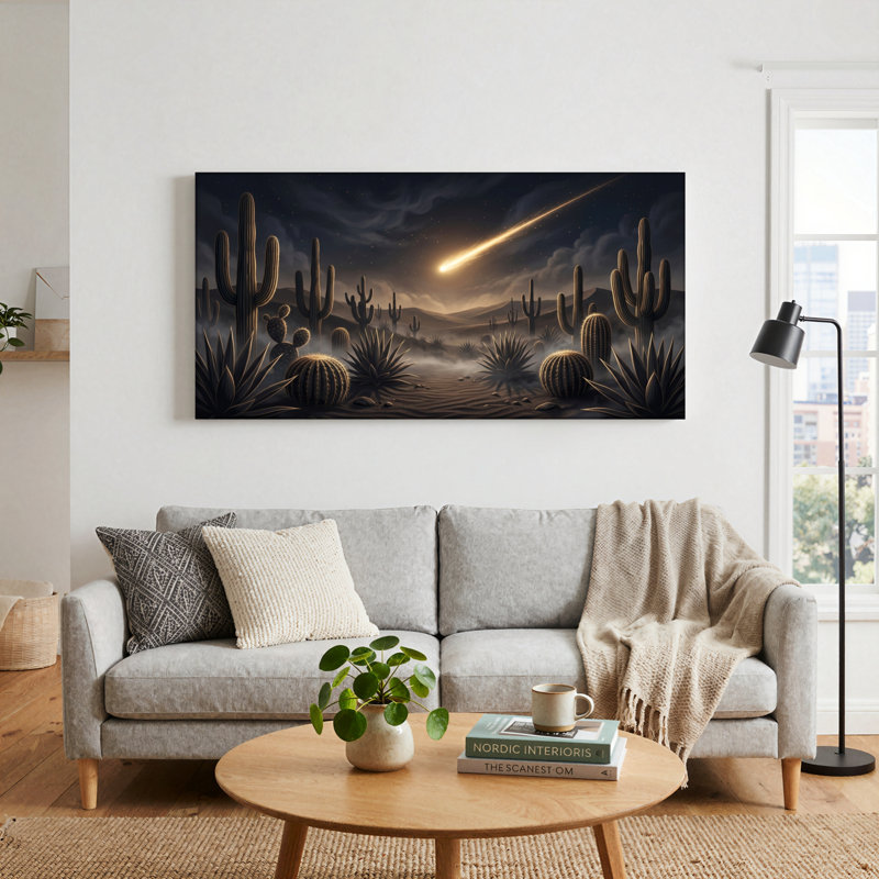 Ensemble de 1 tableau sur toile « Nuit dans le désert », L 46 po x H 24 po, Toile tendue