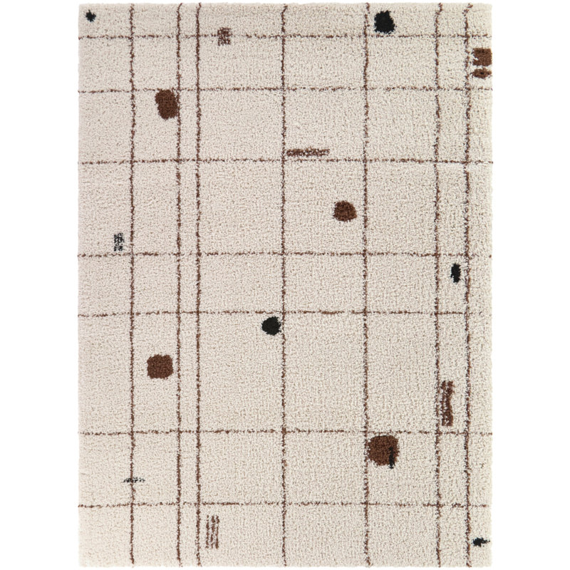Tapis crème à motif abstrait moderne Emrys, Rectangle 7'10" x 10'